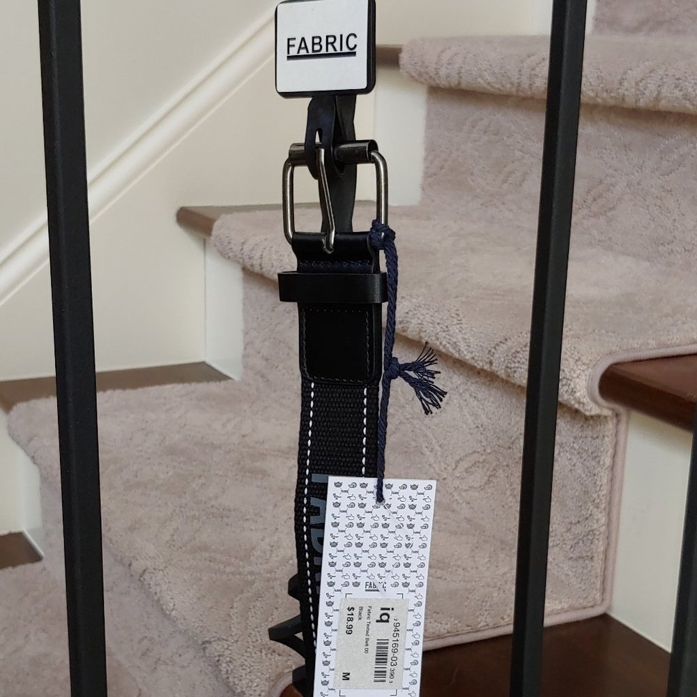 FABRIC Texted Belt, Black / White, Size Medium (32-34)